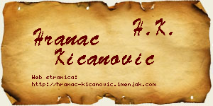 Hranac Kićanović vizit kartica